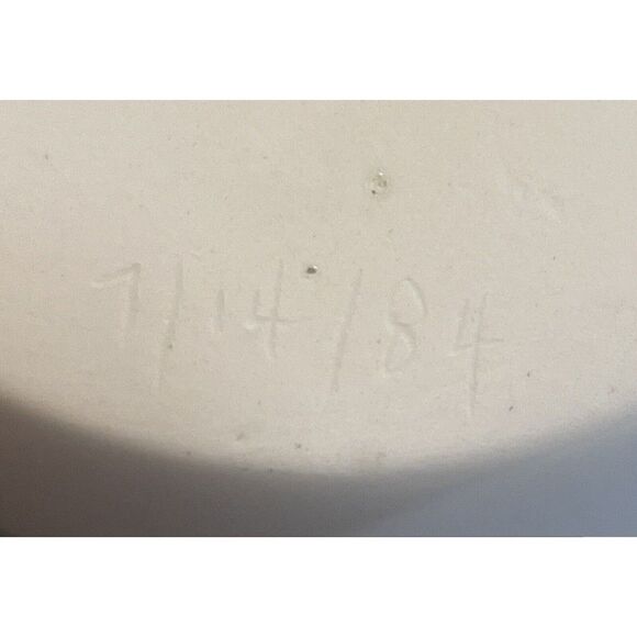 Ceramic Creamer & Sugar Bowl Embosse Yellow Green Flowers VTG Marked 1984 - Picture 9 of 10